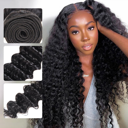 Overnight Shipping Brazilian Deep Wave 3 Bundles Water Wave/Loose Deep/Curly Human Hair Weave
