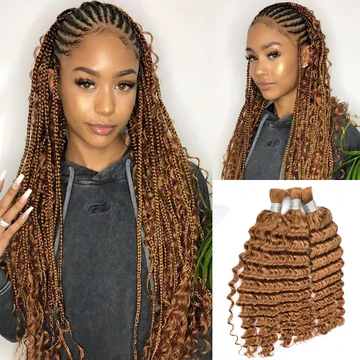 Hairsmarket Human Boho Bulk Braiding Hair Extensions Deep Wave 