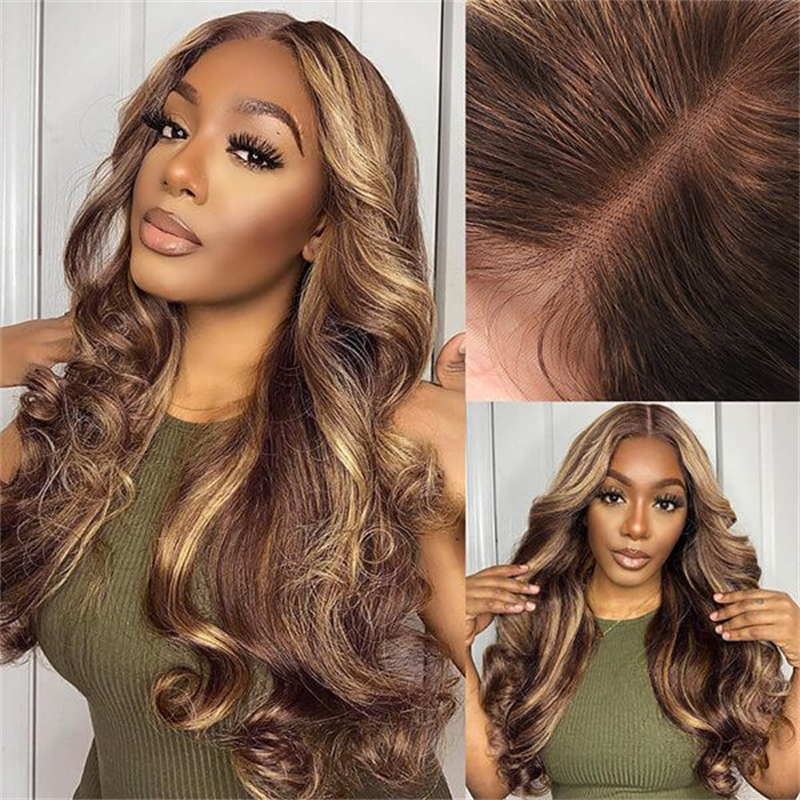 Body Wave Wear And Go Wig Blond Highlights 13x6 HD Lace Frontal Glueless Human Hair Wigs
