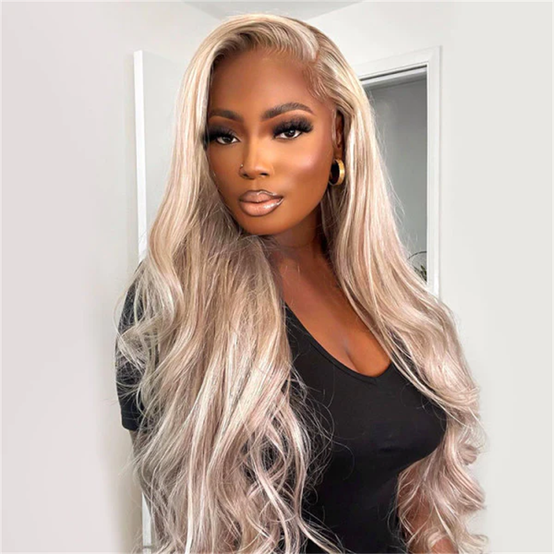 P18/613 Blonde Highlight Human Hair Wigs Body Wave HD Lace Frontal Glueless Wigs