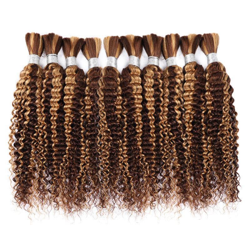 Wholesale | P4/27 Highlight Deep Wave Hair 5/10 Bundles Bulk Human Hair For Braiding