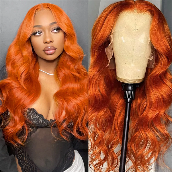 Ginger Orange Lace Front Wig Body Wave Hair T Part Lace Wigs