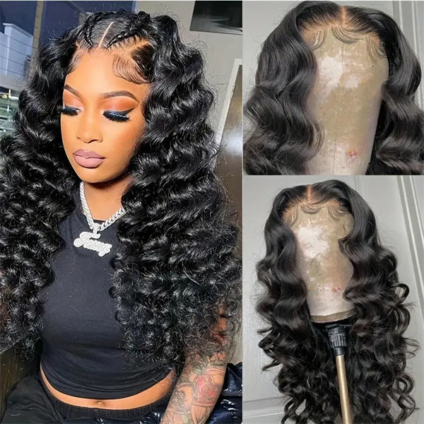 Hairsmarket 4x4 Lace Closure Wig Loose Deep Wave Wear And Go Glueless Human Hair HD Lace Wigs
