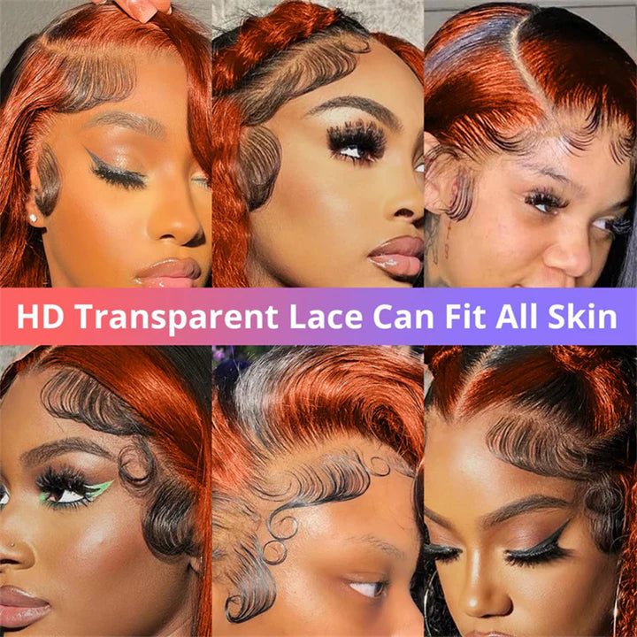 Hairsmarket Ginger Highlight Glueless Wigs 13x4 HD Lace Front Wig Colored Human Hair Wigs