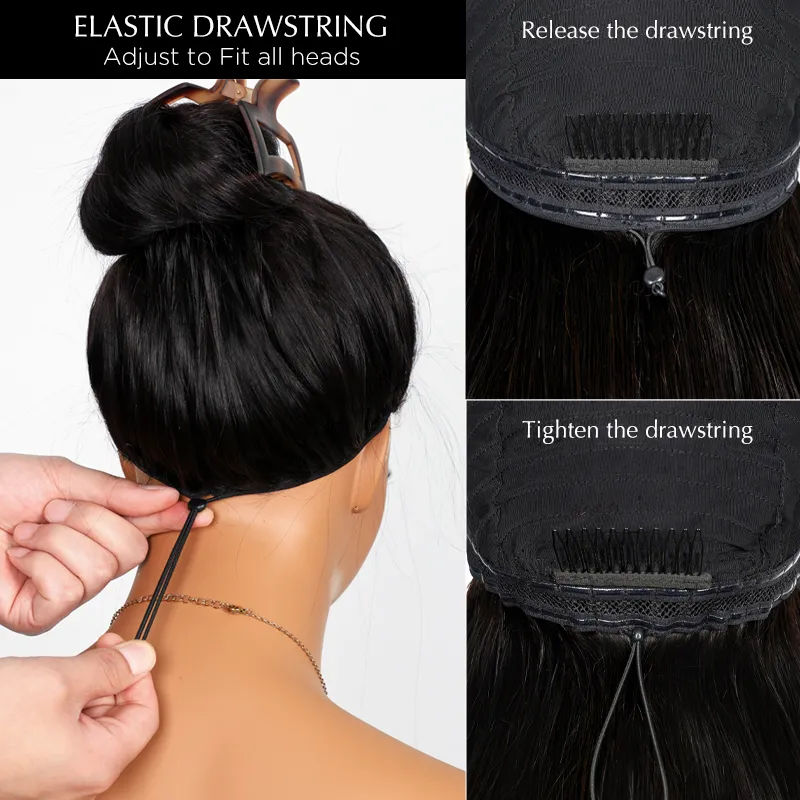 Hairsmarket Glueless 3 IN 1 Half Wig Bouncy Coily Kinky Curly 180% Density Pull And Go Drawstring Band