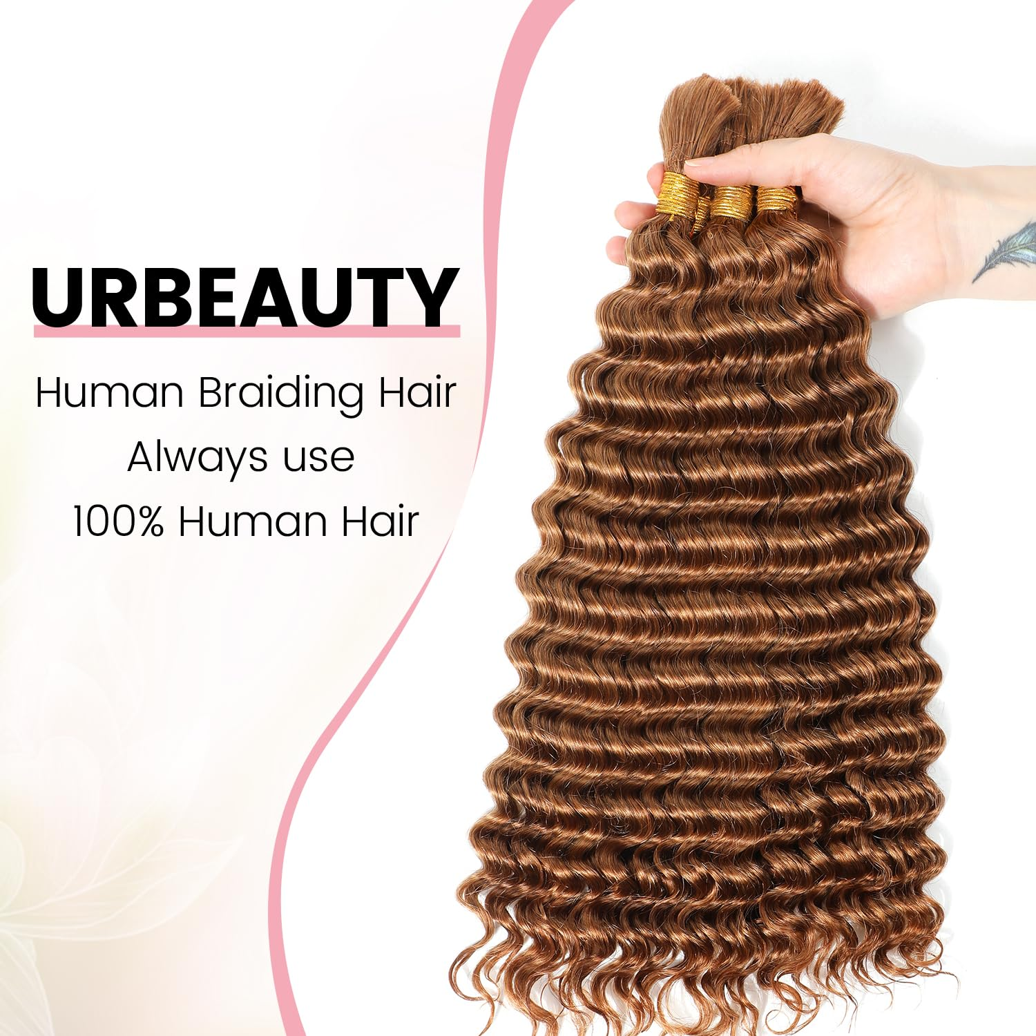 Hairsmarket Human Boho Bulk Braiding Hair Extensions Deep Wave 