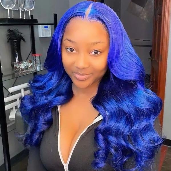 Blue Wig Body Wave 13x4 HD Lace Front Wig Colored Human Hair Wigs