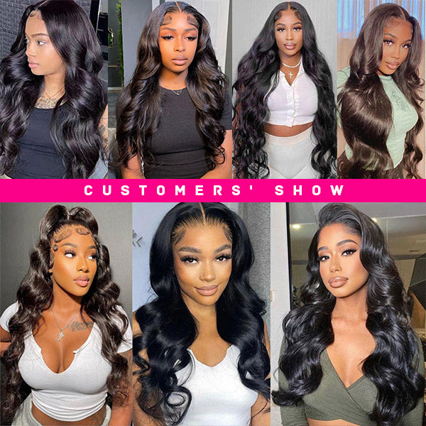 (Bogo Free)Hairsmarket Body Wave Human Hair Wigs Transparent 13x4 Lace Front Wig Pre Plucked Pre Cut Glueless Wigs