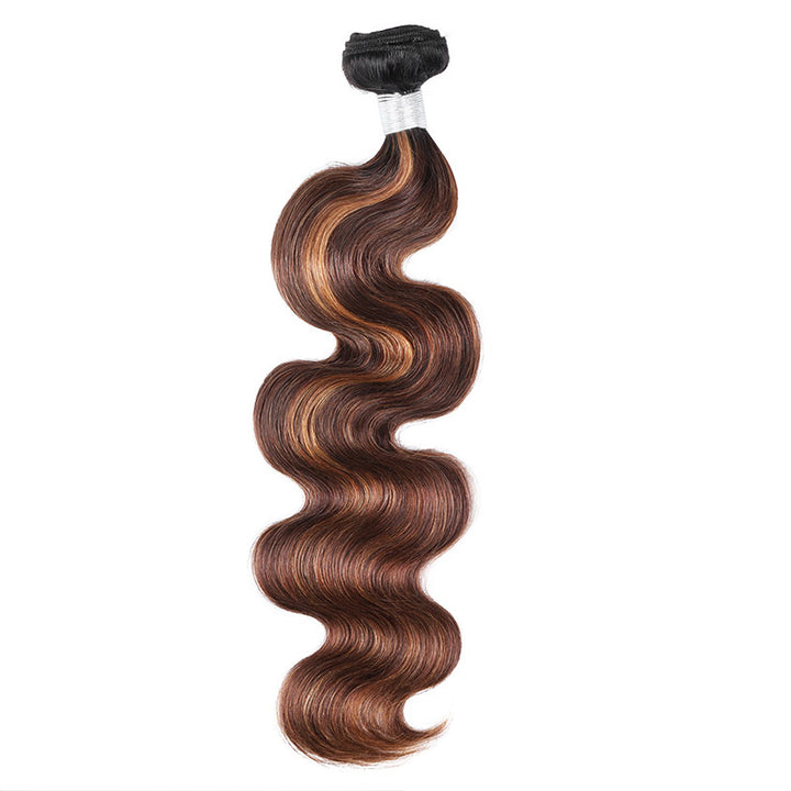 Brown Balayage Highlight Body Wave Human Hair 3 Bundles Brazilian Hair Extensions