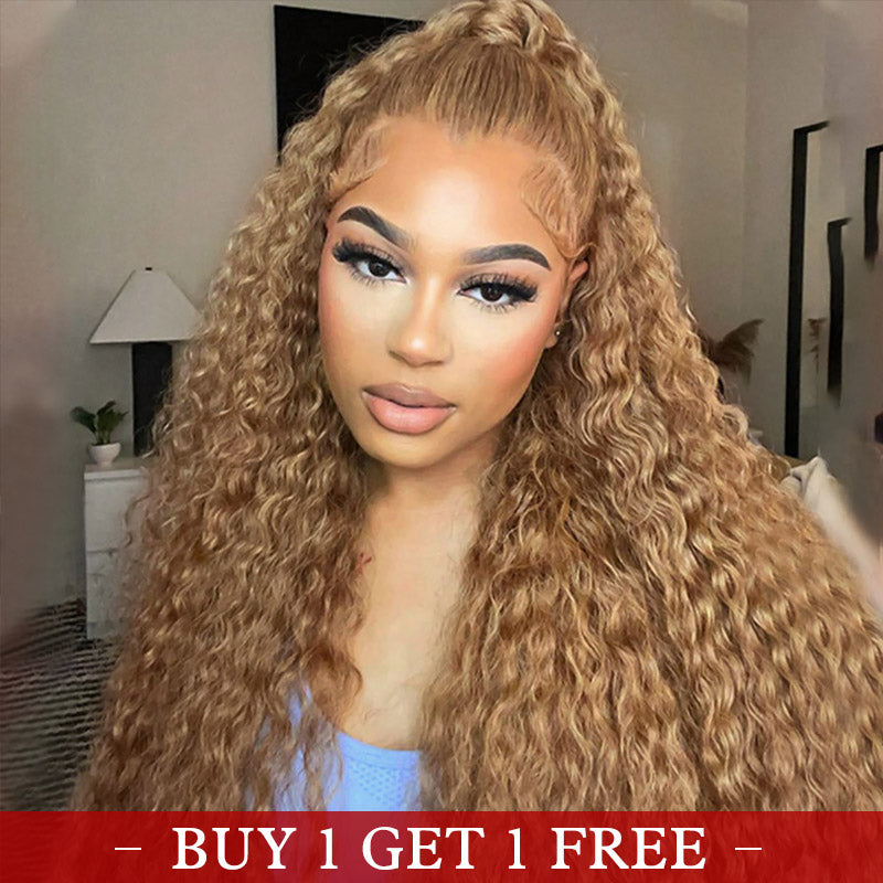 (Bogo Free)Hairsmarket Honey Blonde 13x4 Lace Front Glueless Wigs HD Transparent #4 #33 Brown Human Hair Wigs