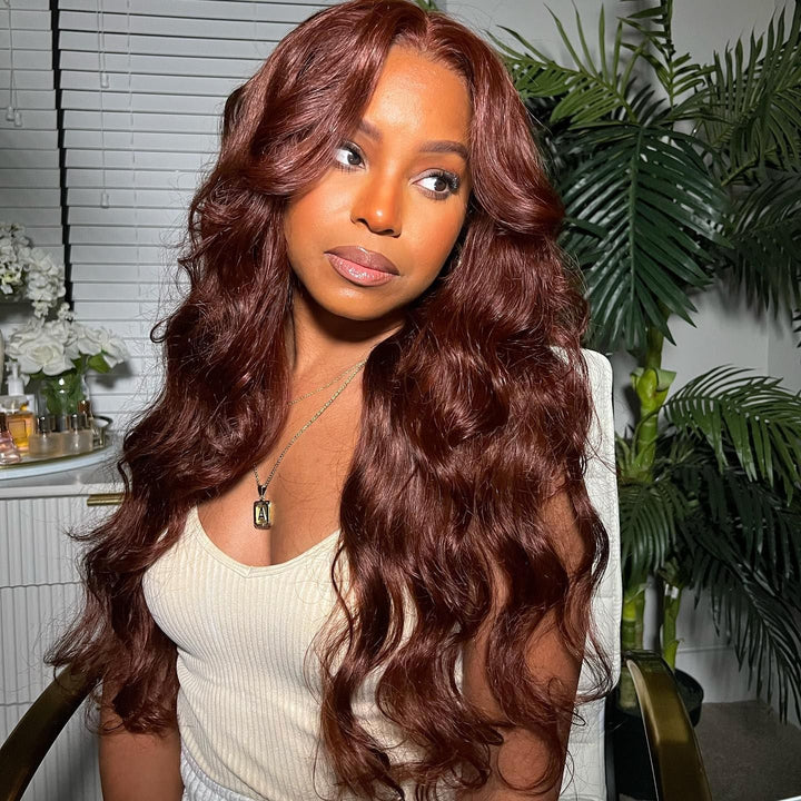 Reddish Brown Wear And Go Wig Body Wave Glueless Human Hair Wigs 13x4 HD Lace Front Wigs