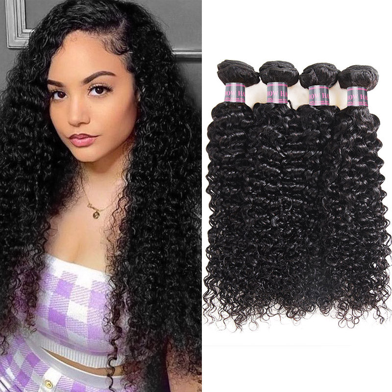 Ishow Brazilian Curly Human Hair 4 Bundles Unprocessed Hair Extensions
