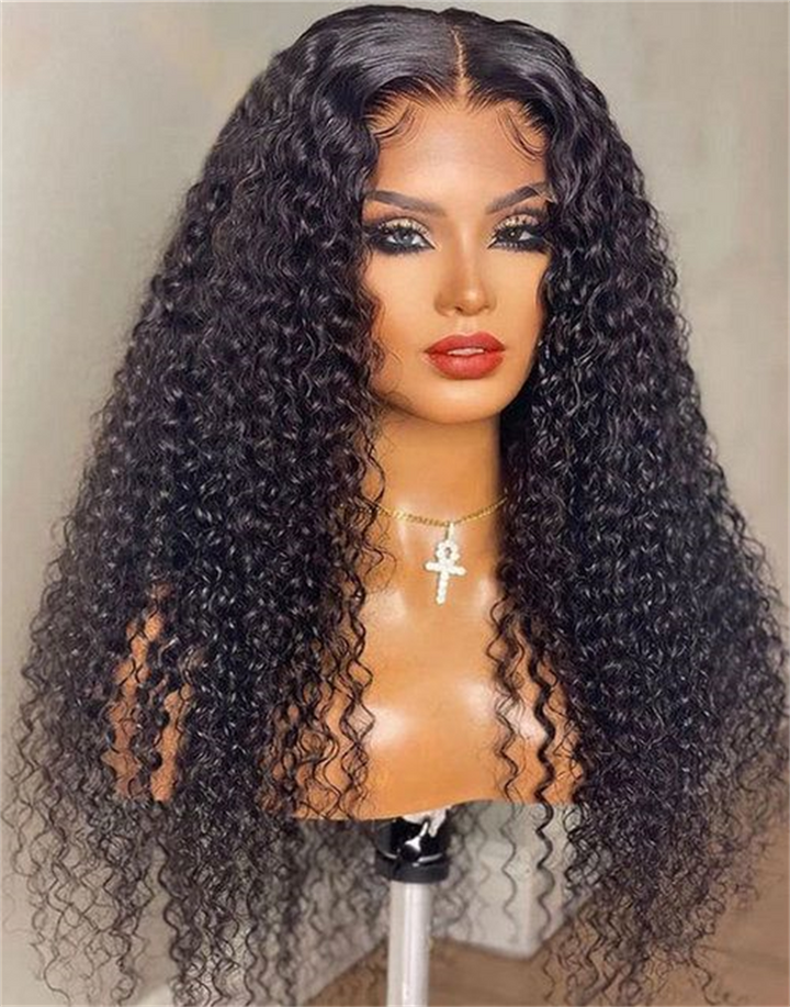 Double Drawn Human Hair Wigs Curly Wave HD 13x4 Lace Front Wigs