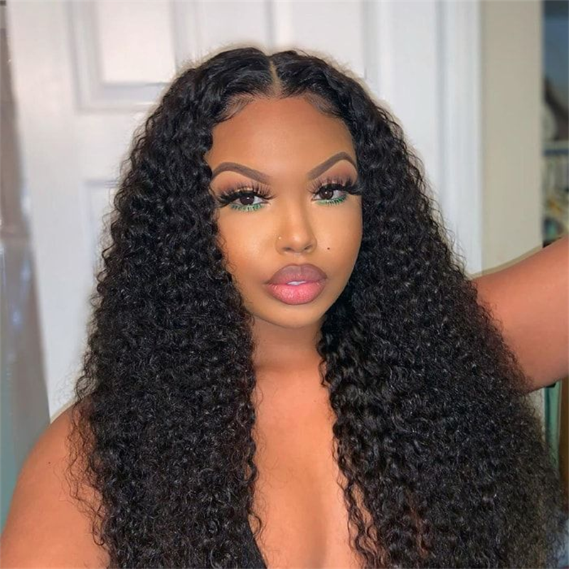 Double Drawn Human Hair Wigs Curly Wave HD 13x4 Lace Front Wigs