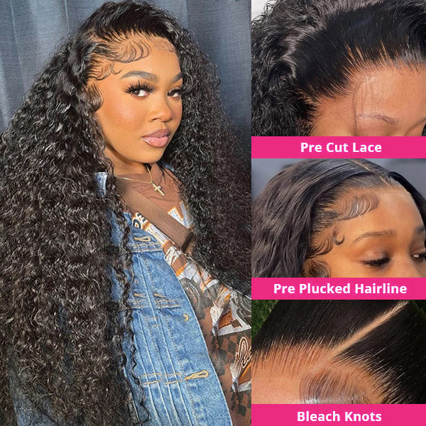 Kinky Curly Glueless Wigs 13x4 HD Lace Front Wigs Pre Plucked Hairline