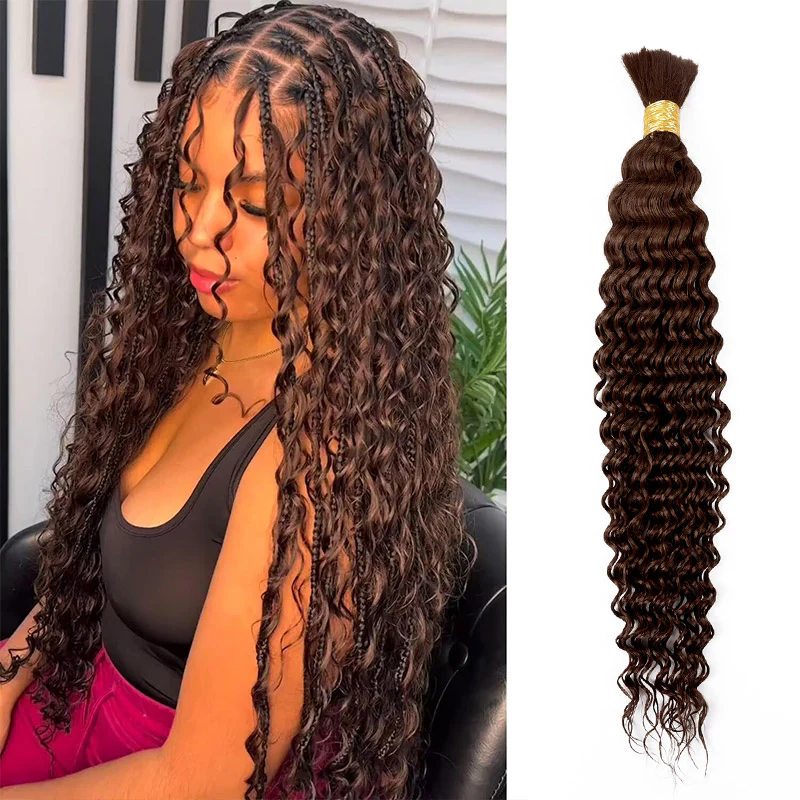 Hairsmarket Human Boho Bulk Braiding Hair Extensions Deep Wave 