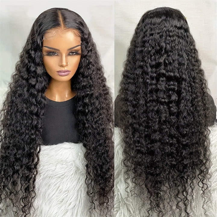 Deep Curly Lace Frontal Human Hair Wigs Pre-Plucked Glueless HD Lace Wigs