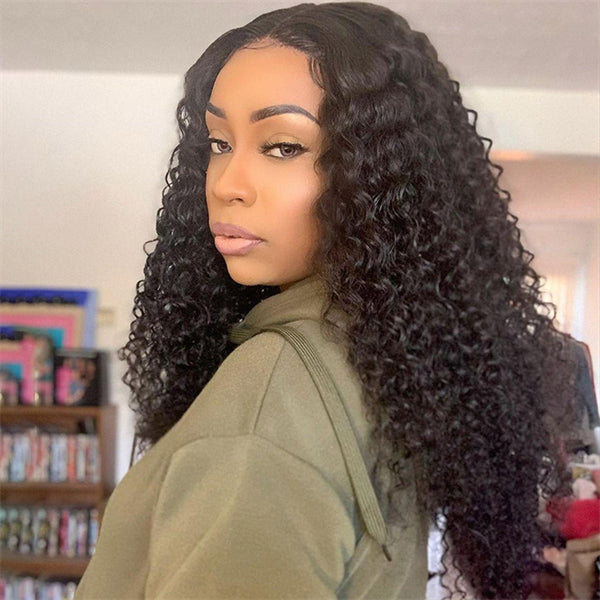 Glueless Human Hair Wigs Deep Curly 13x4 Lace Front Wigs With 3 Cap Sizes