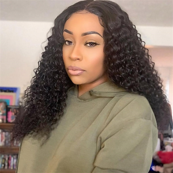 Pre Bleached Knots Glueless Wigs Deep Wave Lace Frontal Wigs HD 13x4 Lace Front Wigs