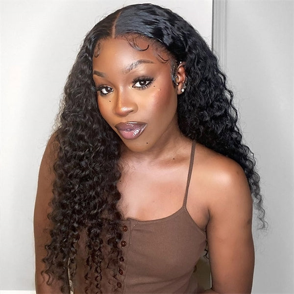Deep Wave Glueless Lace Closure Wigs 4x4 HD Lace Wigs With 3 Cap Sizes