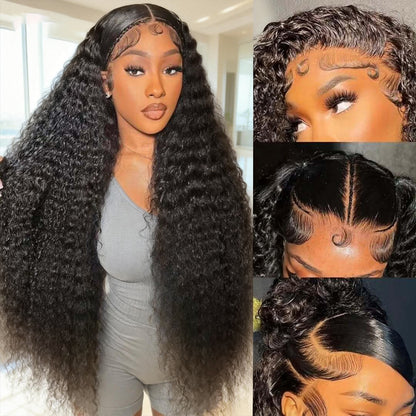 Hairsmarket Glueless Deep Wave Wigs 13x4 HD Lace Front Wigs 40 inches Human Hair Wigs 250% Density