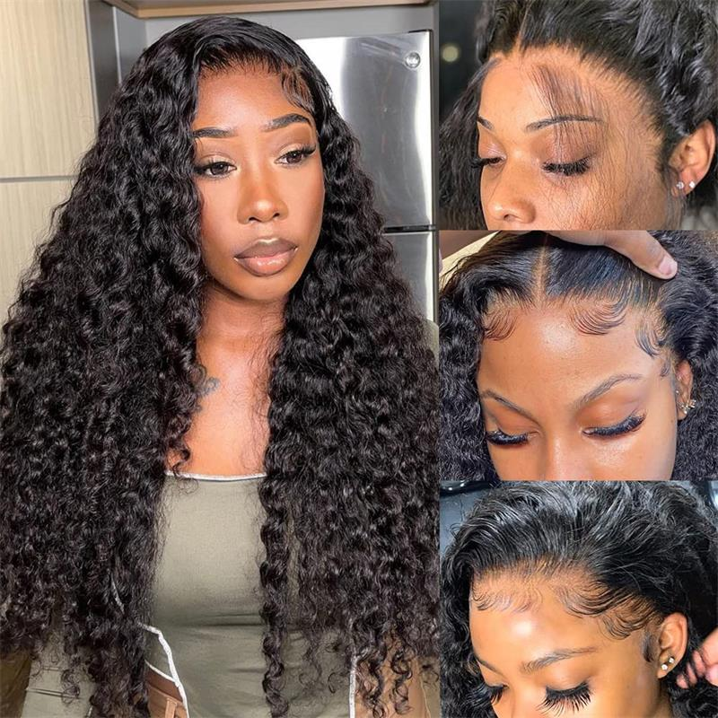 Double Drawn 13x4 Lace Front Wigs Deep Wave Human Hair HD Lace Wigs