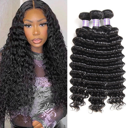 Overnight Shipping Brazilian Deep Wave 3 Bundles Water Wave/Loose Deep/Curly Human Hair Weave