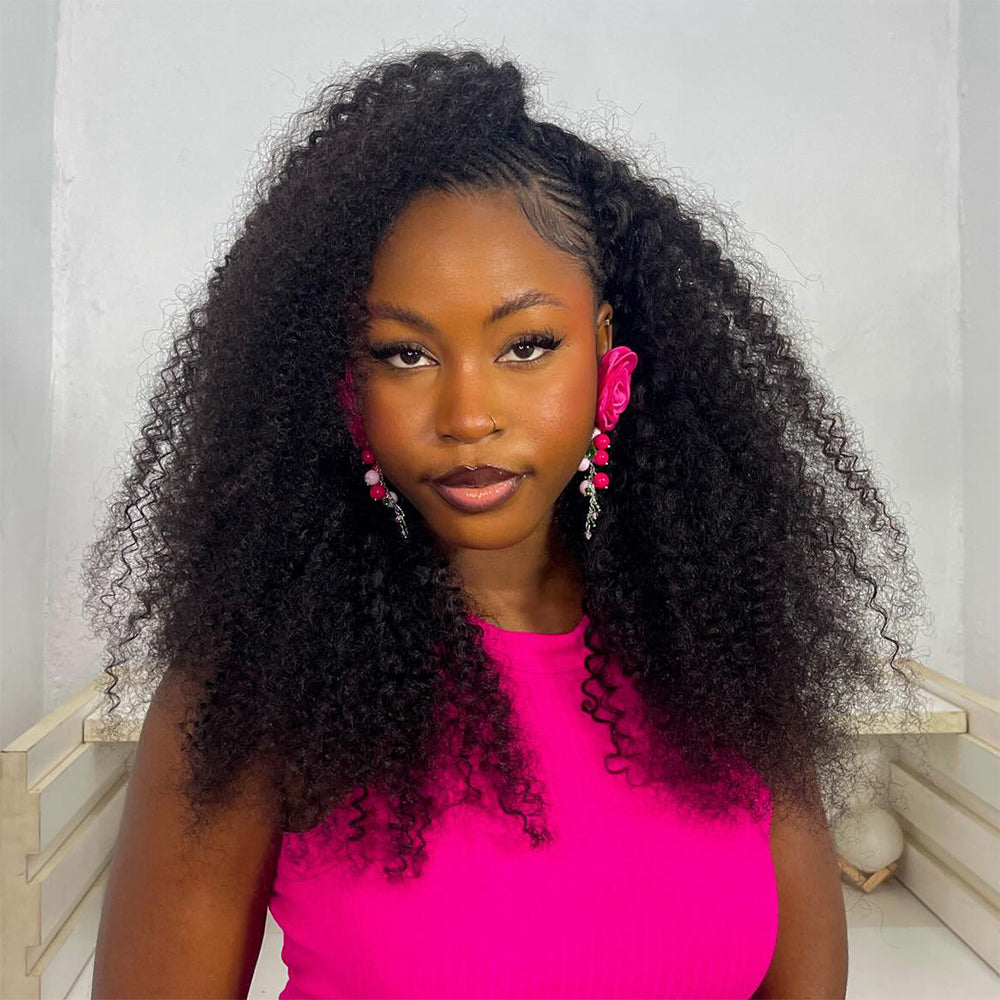Feather Crochet Hair Extension Kinky Curly Pre-looped 100% Human Hair Protective Style 60g