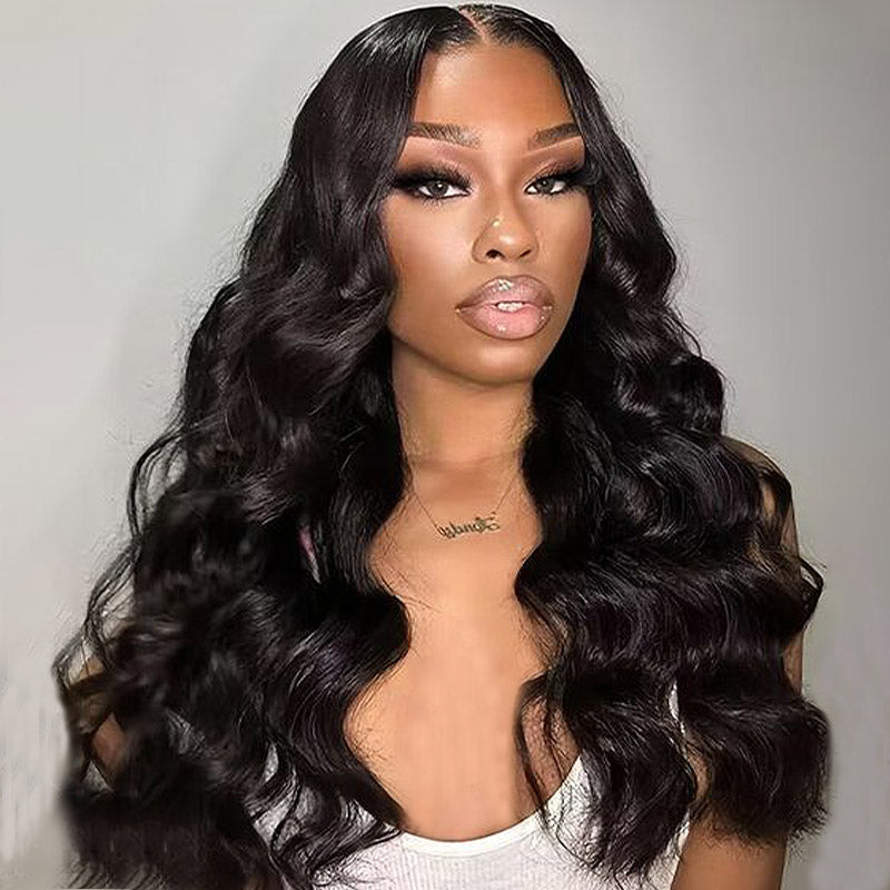 Hairsmarket 13x6 HD Lace Front Wig Pre Plucked &amp; Pre Bleach Glueless Wig Body Wave Human Hair Wig 180% Density