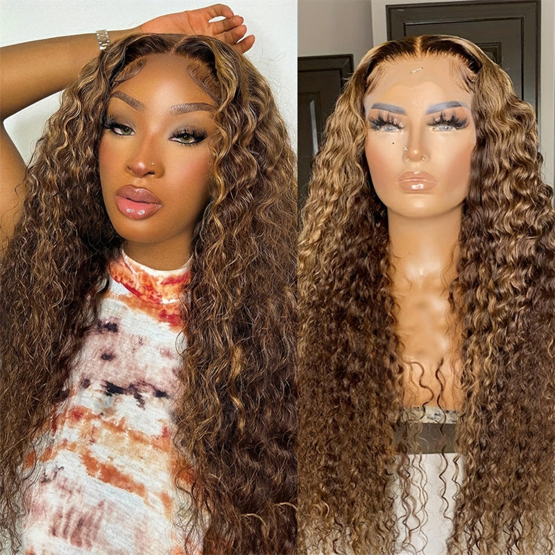 Balayage Highlight Lace Front Wigs Body Wave Human Hair Wigs Deep Wave HD Lace Glueless Wigs
