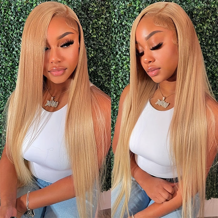 Wear Go Honey Blonde #27 Color Wigs Silky Straight Pre-Plucked Glueless 13x4 Lace Front Wig
