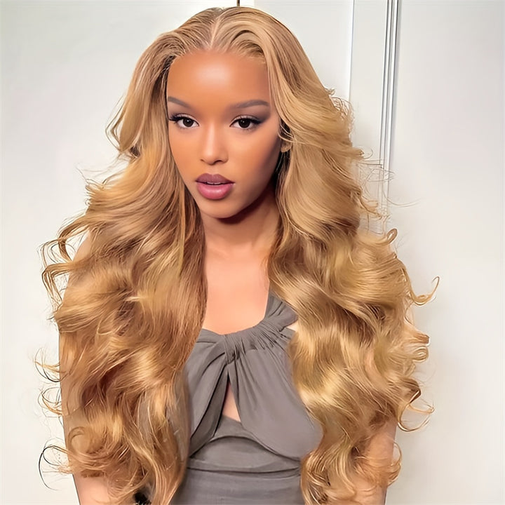 Pre-Plucked Wear Go Glueless Wigs Honey Blonde Body Wave 13x4 Lace Front Wig HD Transparent Human Hair Wigs Beginner Friendly