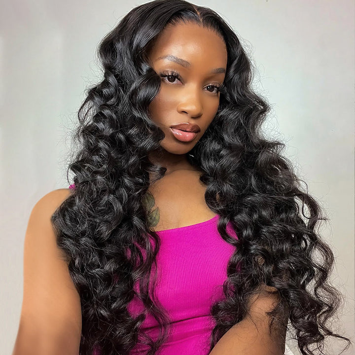 Loose Wave Glueless Wigs 13x4 HD Lace Front Wigs Pre Plucked Human Hair Lace Part Wig