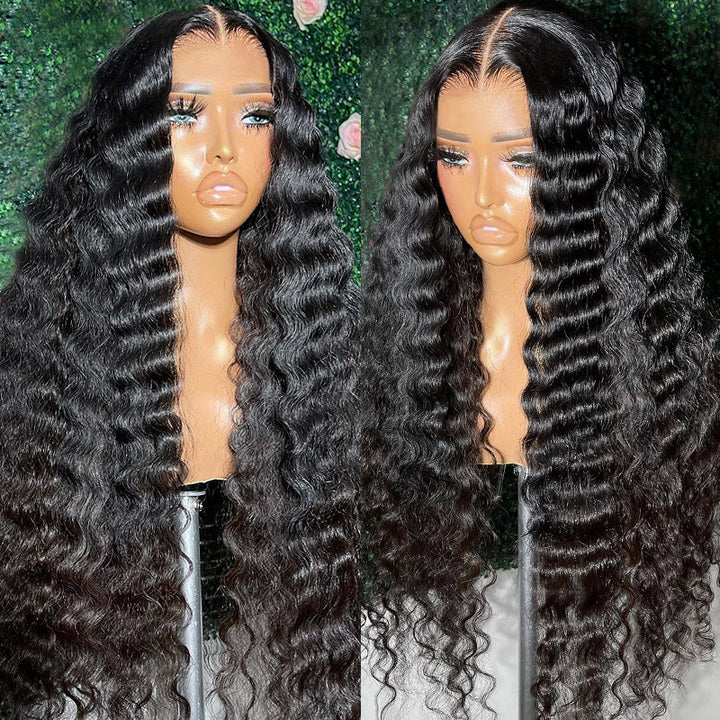 Hairsmarket Loose Deep Wave Put On and Go Glueless Lace Wigs 7x6 Bye Bye Knots Pre Cut Human Hair Wig