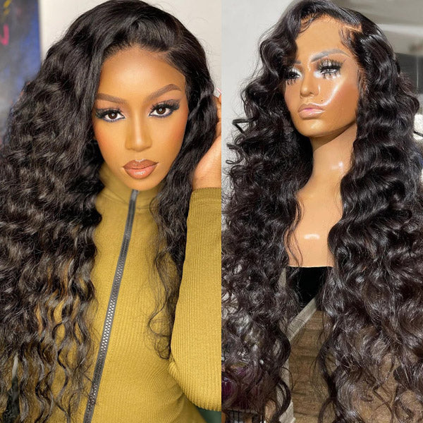Loose Deep Wave 13x4 Lace Front Wig Pre Plucked Glueless Human Hair Wigs