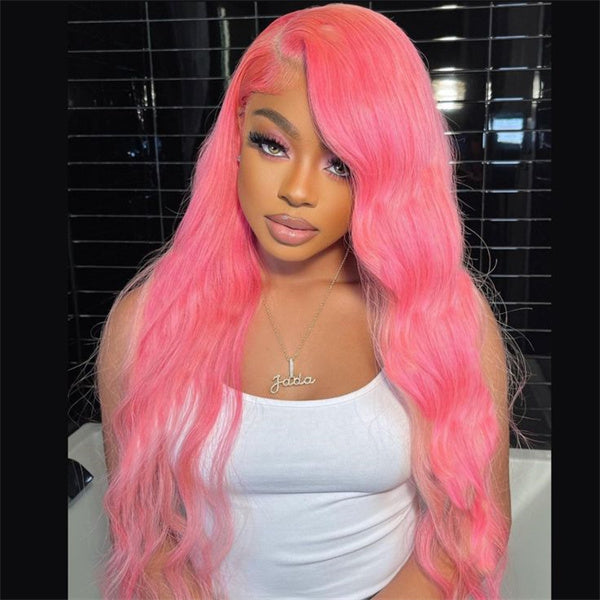 Barbie Pink Body Wave 13x4 HD Lace Front Wigs Pre Plucked Glueless Human Hair Wig 34 Inch 180%