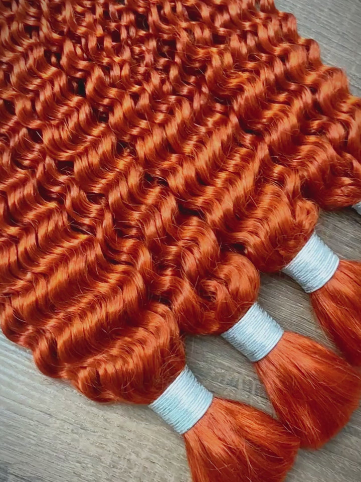 Orange Ginger Deep Wave Bulk Human Hair For Braiding Colorful Human Hair Extensions