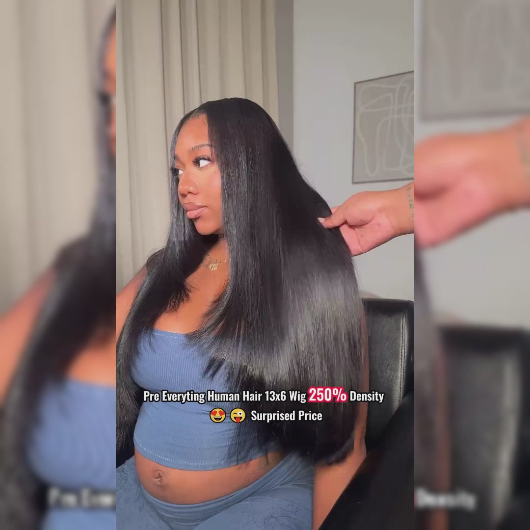 Hairsmarket 13x6 Full Lace Frontal Wig HD Transparent Lace Straight Wig Pre-Everything Glueless Wig 250% Density