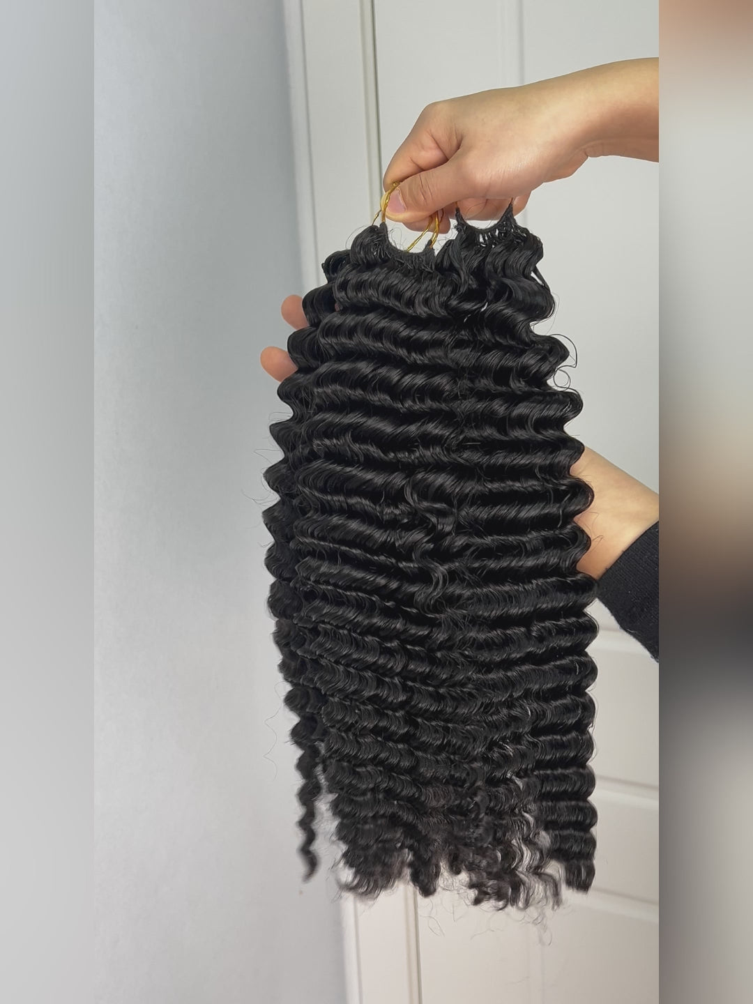 【Knotless Crochet Braids】Feather Crochet Hair Extension Deep Wave Pre-looped 100% Human Hair Protective Style