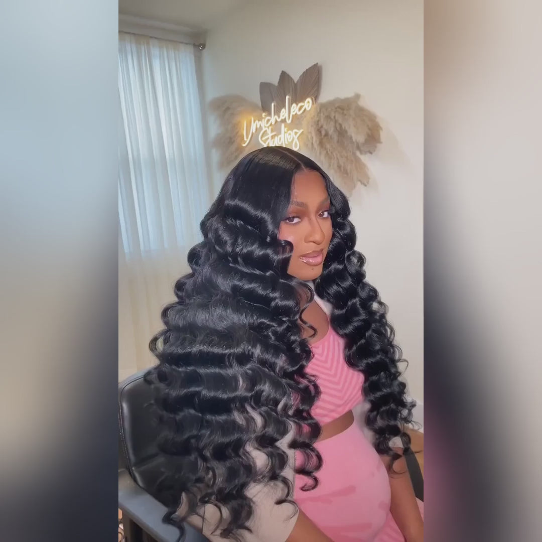 (Super Deal) 30"=$199.99 Loose Deep Wave Put On and Go Drawstring Glueless Lace Wigs 7x6 Bye Bye Knots Pre Plucked HD lace Wig