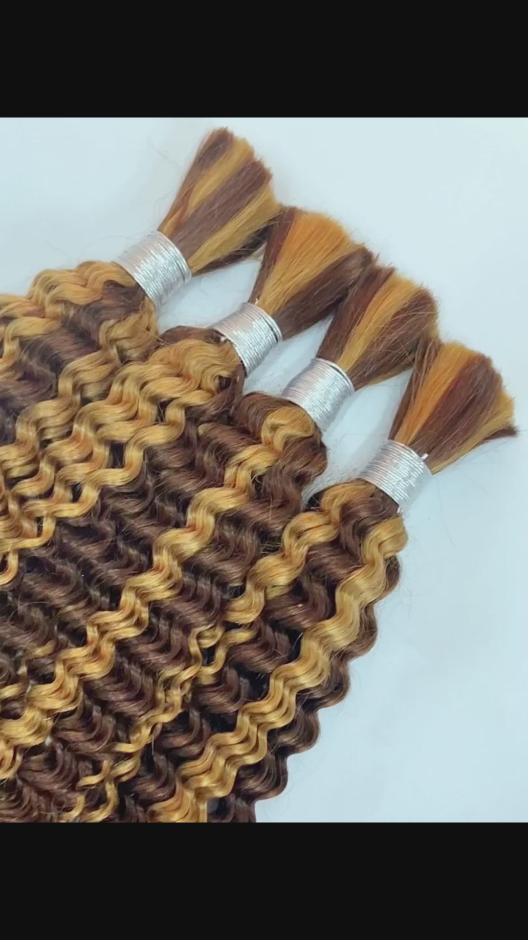Hairsmarket Deep Wave Human Hair Bulk Braids Extension Highlight P4/27 Boho Braiding Bundles