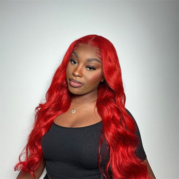 Red Lace Front Wig 13x4 Body Wave Glueless Human Hair Wigs Wear And Go Colored Lace Wigs 30 Inch
