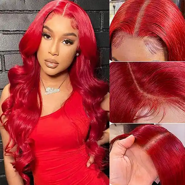 Red Lace Front Wig 13x4 Glueless Body Wave Human Hair Wigs Red Barbie Colored Lace Wigs 30 Inch