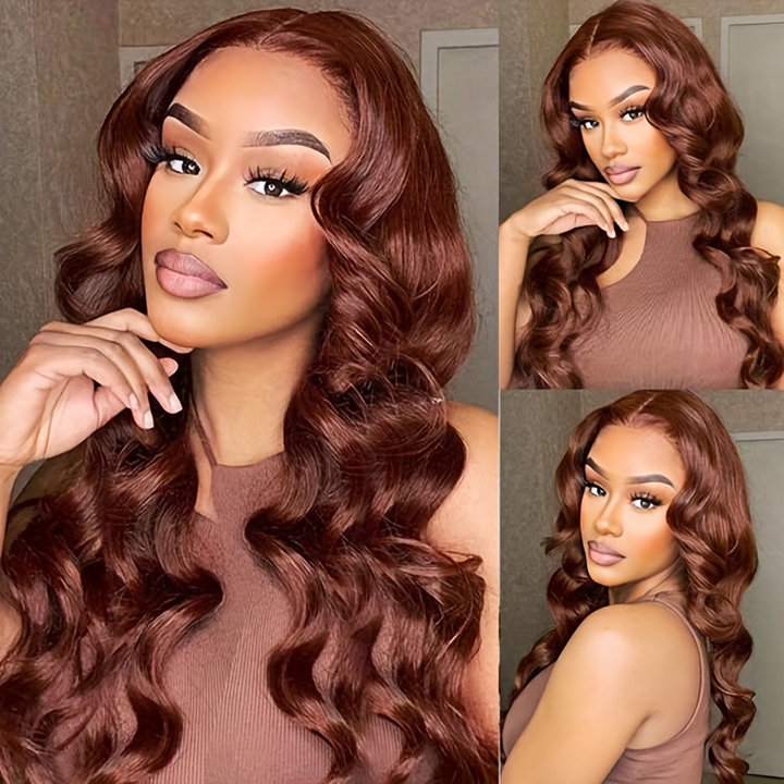 Hairsmarket Wear And Go Wigs Reddish Brown/Highlight Brown/613 Blonde Human Hair Colored Glueless Wigs