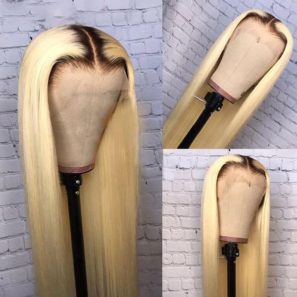 1B/613 Ombre Blonde Lace Front Wigs Straight Human Hair Lace Part Wigs
