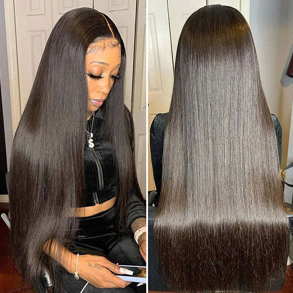Straight Glueless Human Hair Wigs 4x4 HD Lace Closure Wigs With 3 Cap Sizes