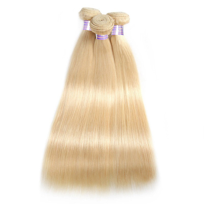 Hairsmaket Colored Bundles 613/Brown/Ginger/Highlight Human Hair Bundles with Closure