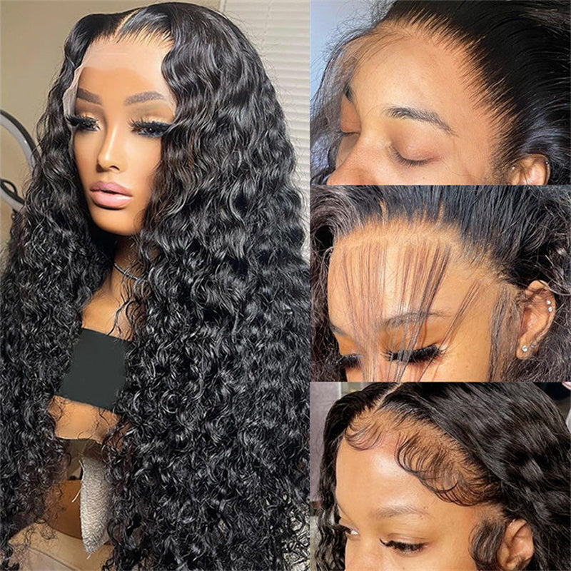 (Bogo Free)Hairsmarket Water Wave Glueless Wigs HD Transparent Lace Front Wigs Bleached Knots