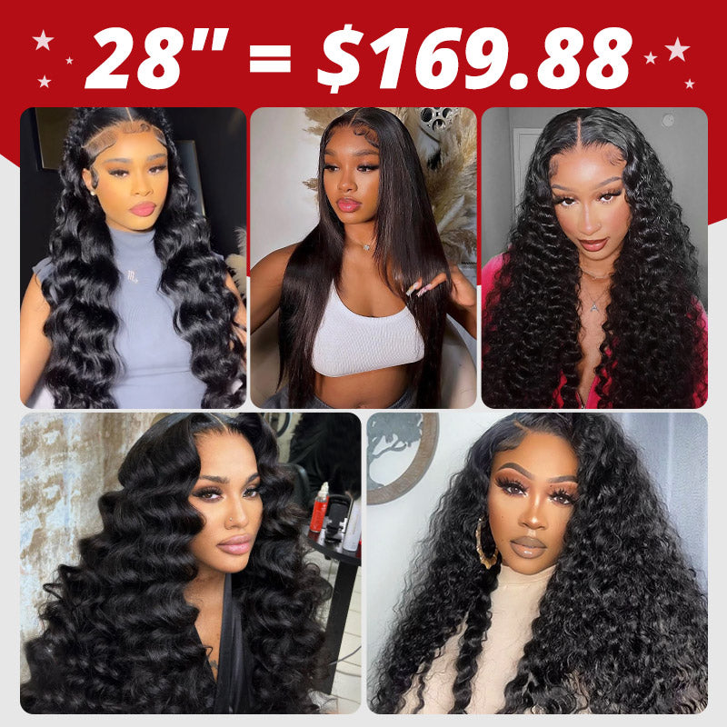 28''=$169.88 | Pre-Cut Lace Pre-Plucked Bleached Knots Wear Go Wigs 13x4 HD Lace Front Wigs