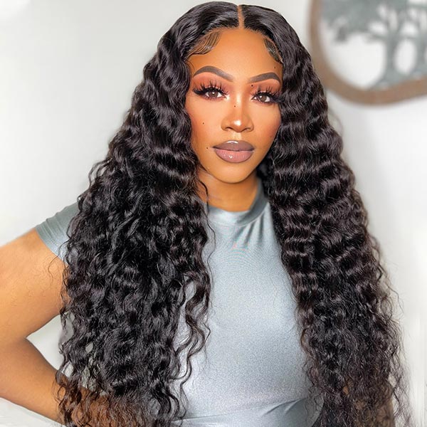 Wear And Go Glueless Wigs HD 5x5 Lace Closure Wigs Water Wave Human Hair Wigs No Glue